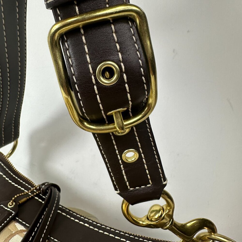 Y2K Vintage Coach Signature Patchwork Gold Medium Shoulder Crosbody Bag F10387 - Picture 8 of 16